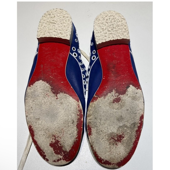 Christian Louboutin Leather Lace Up 38.5 // 8 Blue White - Picture 5 of 13